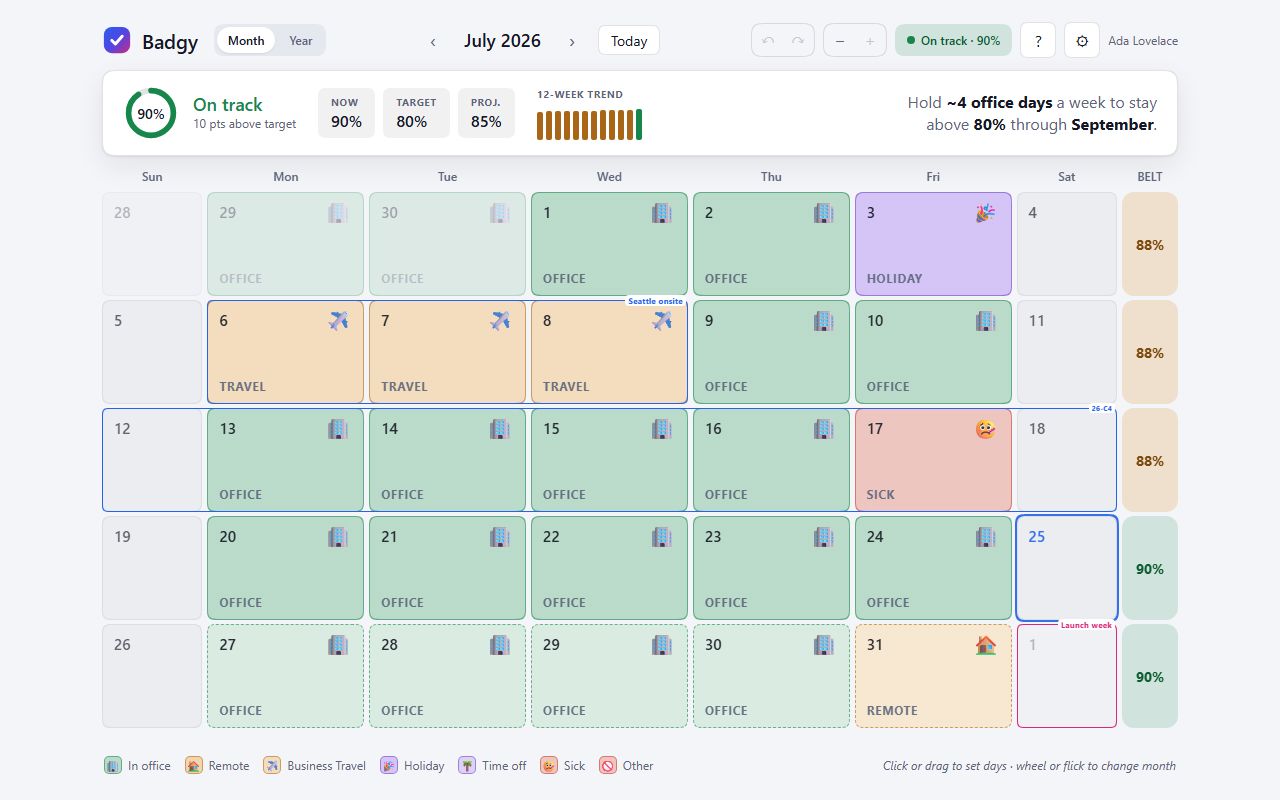 Screenshot of badgy