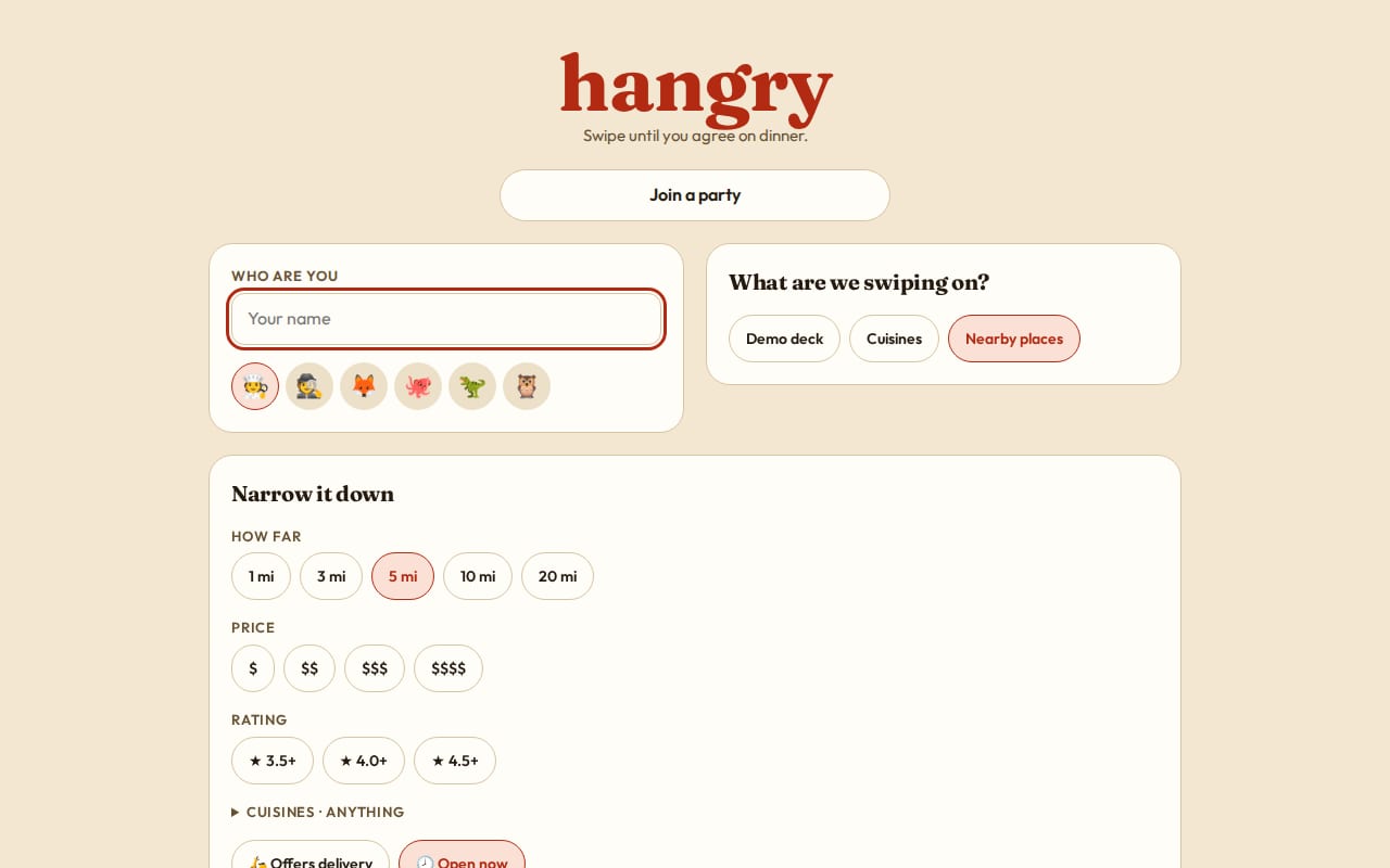 Screenshot of hangry
